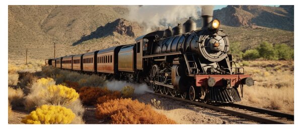 Tablou - Locomotivă cu aburi (120x50 cm)