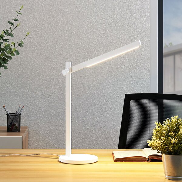 Lindby LED lampă de birou Loretta, înălțime 43 cm, alb, CCT, reglabil, Alb, Studiu / Birou, Plastic, Modern