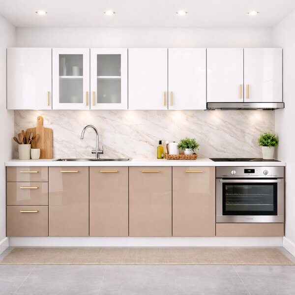 Bucatarie din Mdf lucios Maria 2.6 m