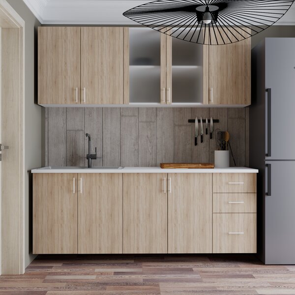 Bucatarie Lana 2m, Blat termorezistent, Alb Sonoma, 200x60.1x200 cm