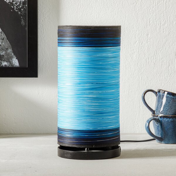 Woru Julie lampă de masă înfășurată cu fire, albastru, Albastru, Camera de zi / sufragerie, Țesătură / Textil, Design