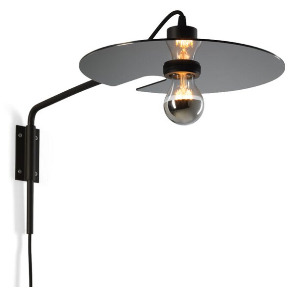 Wever & Ducré Lighting WEVER DUCRÉ Mirro 1.0 de perete cu braț negru/cromatic, reglabil, Negru, Camera de zi / sufragerie, Metal, Modern