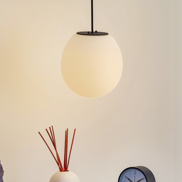 Wever & Ducré Lighting WEVER DUCRÉ Dro 2.0 Pendulum 19,5 cm negru/alb, reglabil, Alb, Camera de zi / sufragerie, Sticlă, Modern, glob