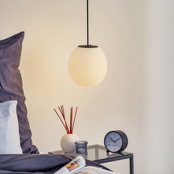 Wever & Ducré Lighting WEVER DUCRÉ Dro 2.0 Pendulum 19,5 cm negru/alb, reglabil, Alb, Camera de zi / sufragerie, Sticlă, Modern, glob