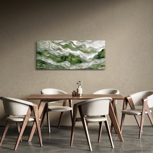 Tablou - Undele verzi și albe (120x50 cm)