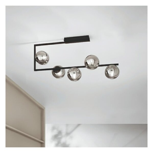 Ondaluce - Candelabru cu tijă MONILE 5xE14/10W/230V negru/negru fumat