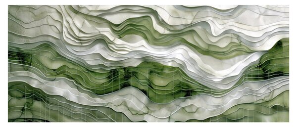 Tablou - Undele verzi și albe (120x50 cm)