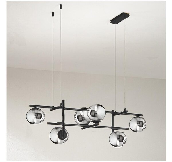 Ondaluce - lustră pe cablu JEWEL 6xE14/10W/230V negru/negru fumuriu