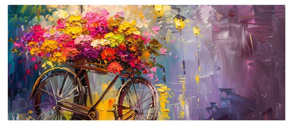 Tablou - Roată cu flori (120x50 cm)
