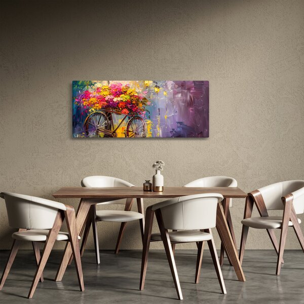 Tablou - Roată cu flori (120x50 cm)