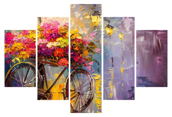 Tablou - Roată cu flori (150x105 cm)