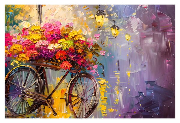 Tablou - Roată cu flori (90x60 cm)