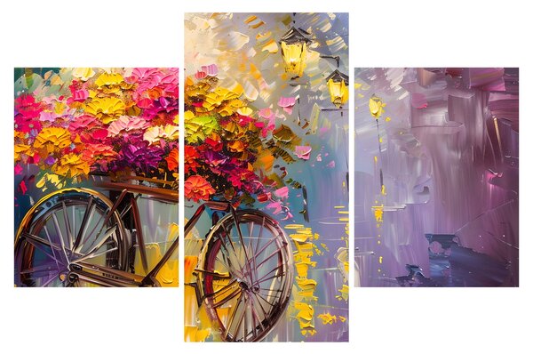 Tablou - Roată cu flori (90x60 cm)
