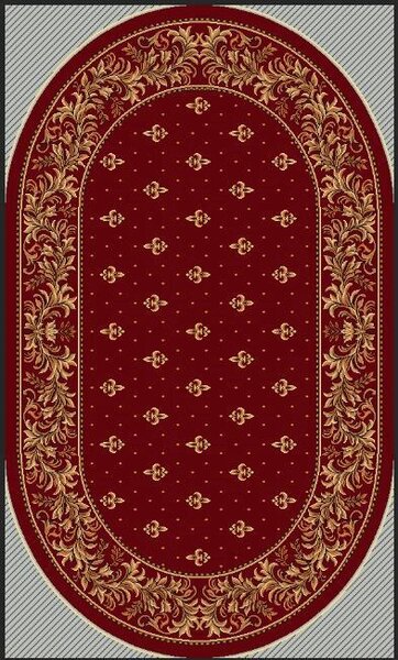Covor Oval, Model Bisericesc 15066 210, Rosu Grena 100x200