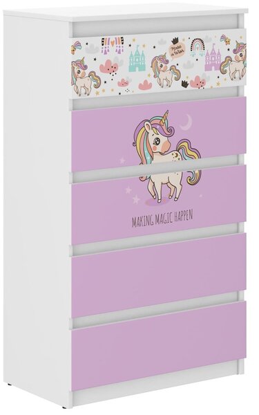 Comoda pentru copii de înaltă calitate cu motiv de unicorn roz 121x40x70 cm