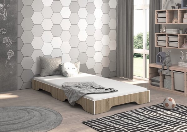 Pat pentru copii SIMPI 140 × 70 cm cu decor stejar sonoma