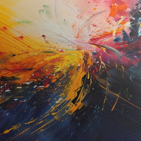 Tablou - Abstracție de culoare (cu ceas) (90x30 cm)
