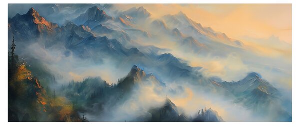 Tablou - Peisaj montan pictat (120x50 cm)