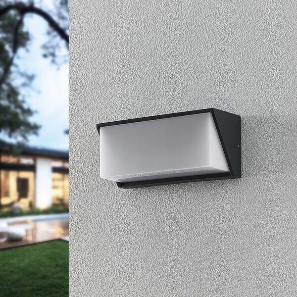 Lindby LED lampă de perete pentru exterior Malim, 25 cm, antracit, IP65, Negru, Metal, Modern