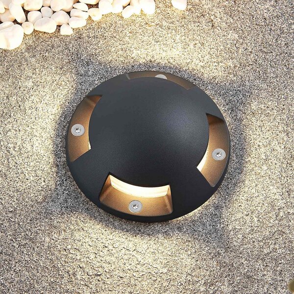 Lindby LED spot de podea Huban, 15 cm, 4 becuri, antracit, Negru, Metal, Modern