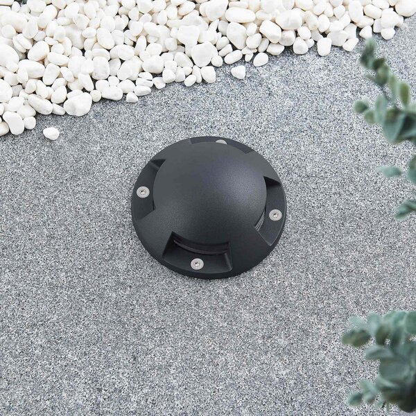 Lindby LED spot de podea Huban, 15 cm, 4 becuri, antracit, Negru, Metal, Modern