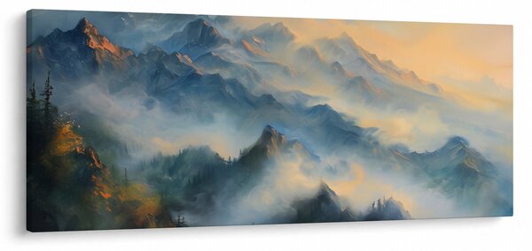 Tablou - Peisaj montan pictat (120x50 cm)