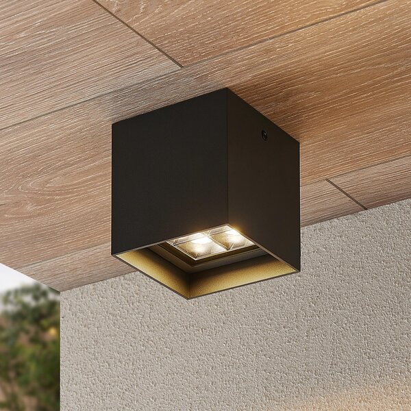 Lindby Eveta plafonieră LED, 10 cm, antracit, aluminiu, IP65, Negru, Metal, Modern