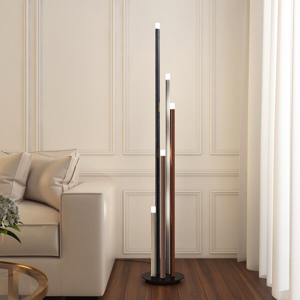 Lucande Lampadar LED Stoika, 150 cm, 5 becuri, metal, reglabil, Multicolor, Camera de zi / sufragerie, Metal, Modern