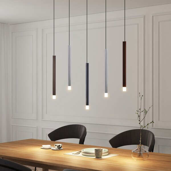Lucande Lampă suspendată LED Stoika, 88 cm, 5 becuri, metal, reglabil, Multicolor, Camera de zi / sufragerie, Metal, Modern