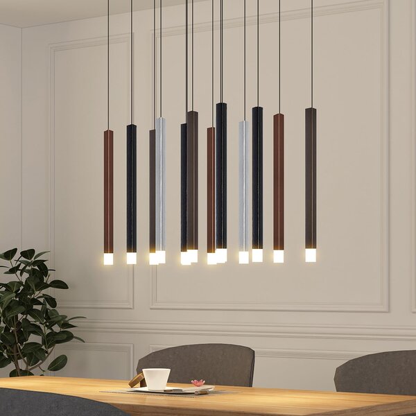Lucande lampă suspendată LED Stoika, 80cm, 16 lumini, unghiulară, reglabil, Multicolor, Camera de zi / sufragerie, Plastic, Modern