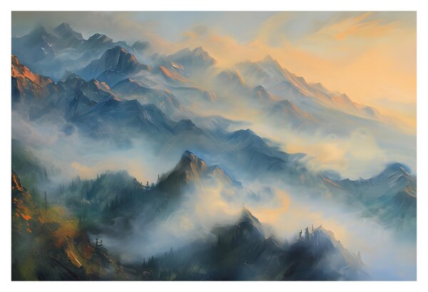 Tablou - Peisaj montan pictat (90x60 cm)