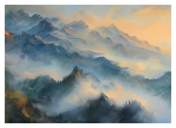 Tablou - Peisaj montan pictat (70x50 cm)