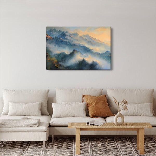 Tablou - Peisaj montan pictat (90x60 cm)
