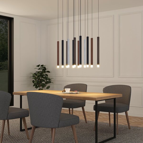 Lucande lampă suspendată LED Stoika, 80cm, 16 lumini, unghiulară, reglabil, Multicolor, Camera de zi / sufragerie, Plastic, Modern