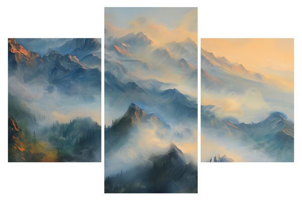 Tablou - Peisaj montan pictat (90x60 cm)