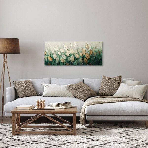 Tablou - Frunze verzi-aurii (120x50 cm)