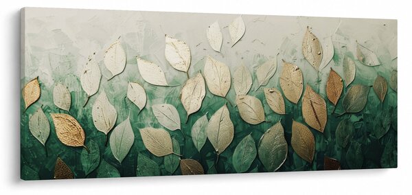Tablou - Frunze verzi-aurii (120x50 cm)
