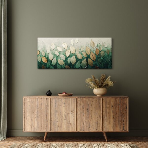 Tablou - Frunze verzi-aurii (120x50 cm)