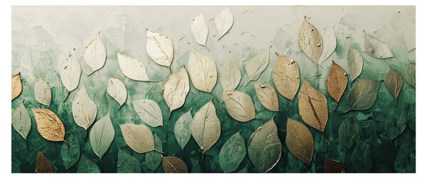 Tablou - Frunze verzi-aurii (120x50 cm)