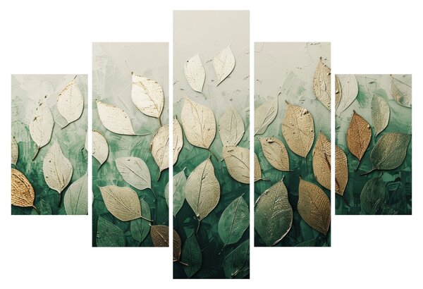 Tablou - Frunze verzi-aurii (150x105 cm)