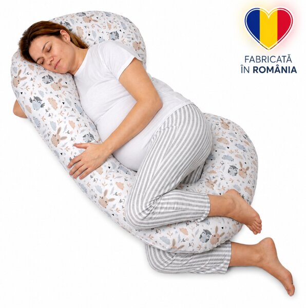 Perna gravide forma C si perna alaptare Kidizi Casia, husa detasabila, fermitate ajustabila, bumbac Oeko-Tex