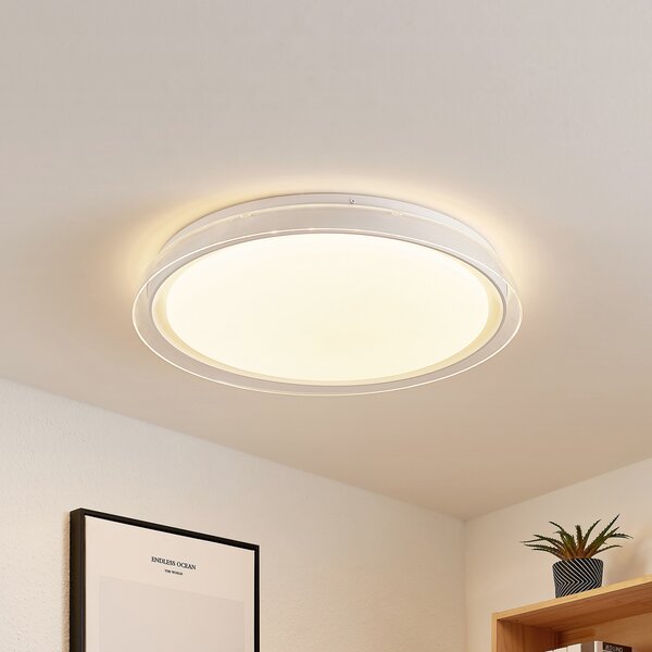 Lindby plafonieră LED Sleya Ø 50 cm, alb, CCT, dimabil, reglabil, Alb, Camera de zi / sufragerie, Plastic, Modern