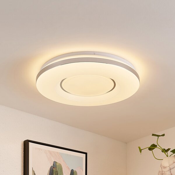 Lindby LED plafonieră Robini, Ø 48 cm, CCT, dimabil, reglabil, Metalic, Camera de zi / sufragerie, Metal, Modern
