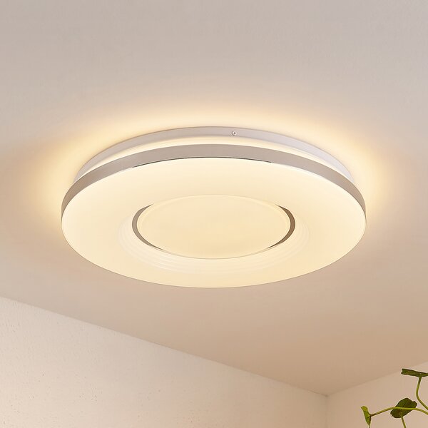 Lindby LED plafonieră Robini, Ø 48 cm, CCT, dimabil, reglabil, Metalic, Camera de zi / sufragerie, Metal, Modern