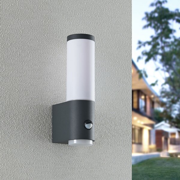 Lindby Okari aplică de exterior cu senzor, dreaptă, Negru, Metal, Modern