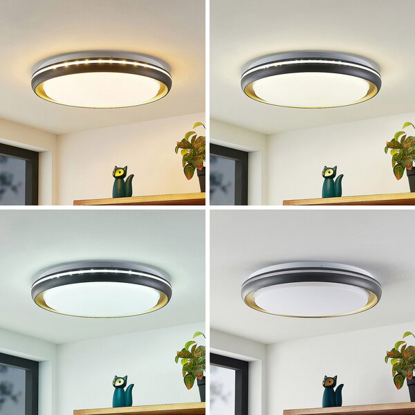 Lindby Melchioris plafonieră LED, rotundă, reglabil, Albastru, Camera de zi / sufragerie, Plastic, Modern