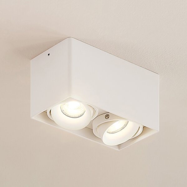 Arcchio Kubika downlight, 19 cm, alb, 2 becuri, metal, reglabil, Alb, Hol, Metal, Modern