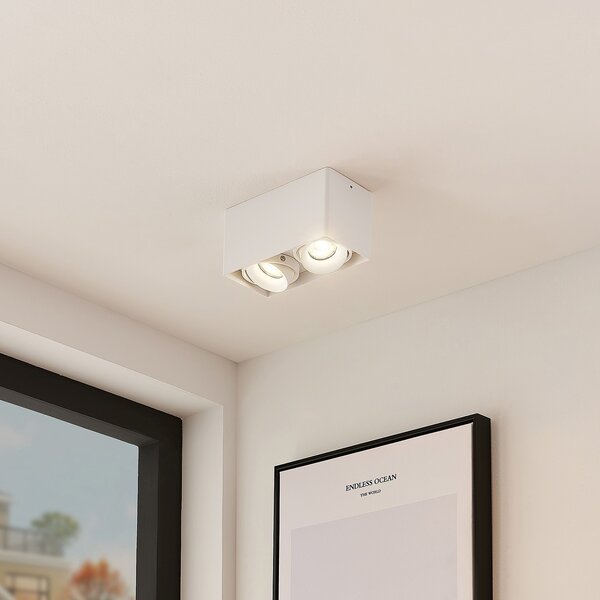 Arcchio Kubika downlight, 19 cm, alb, 2 becuri, metal, reglabil, Alb, Hol, Metal, Modern