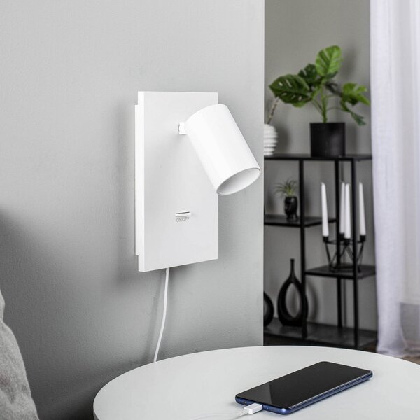 Arcchio Spot Brinja, alb, metal, USB-C, comutator, GU10, reglabil, Alb, Hol, Aluminiu, Modern
