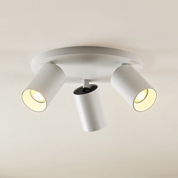 Arcchio Lampa Brinja, albă, rotundă, Ø 6 cm, cu 3 becuri, GU10, reglabil, Alb, Hol, Aluminiu, Modern